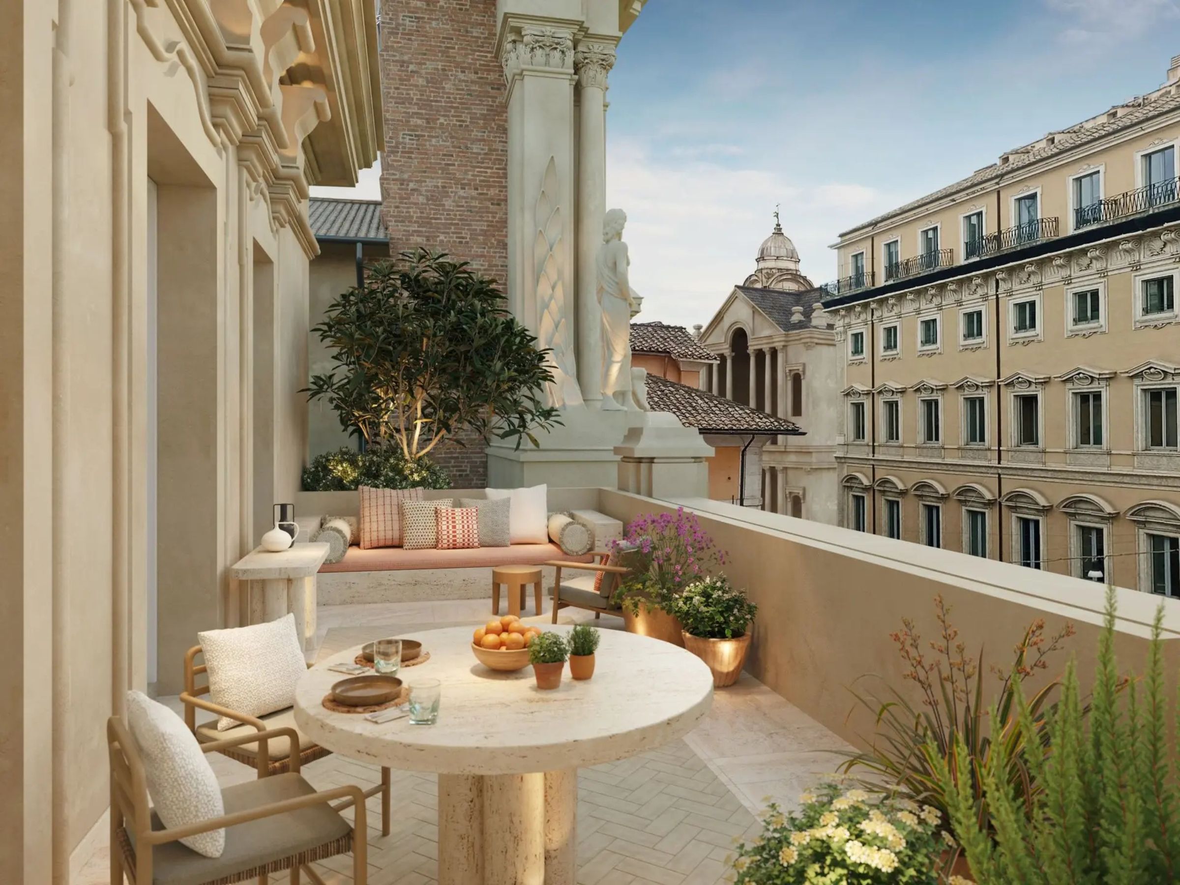 Terrace at Six Senses Rome, a pre- or post-cruise hotel option in central Rome