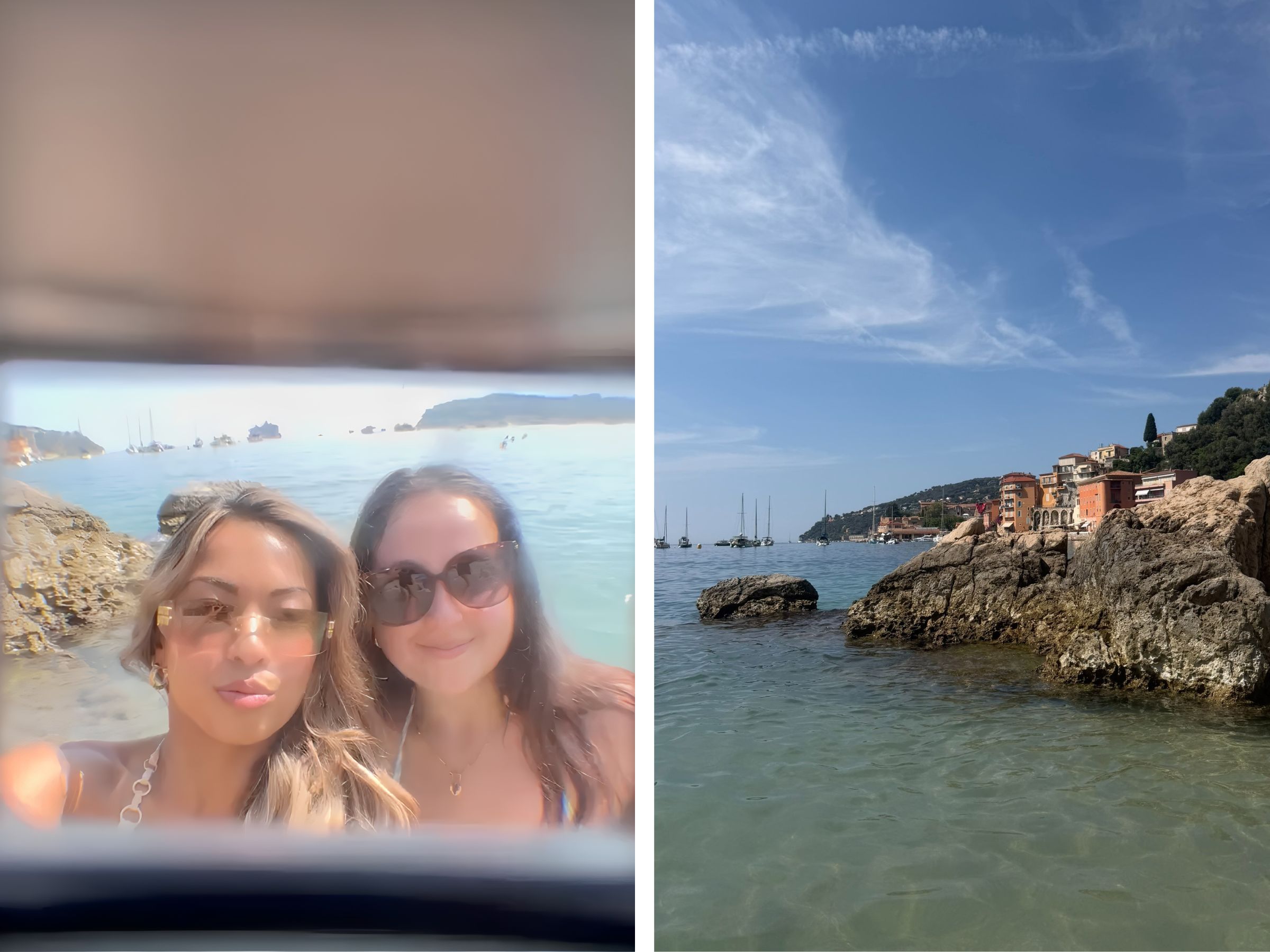 Swimming in clear water off the beach at Promenade des Marinières near the tender port